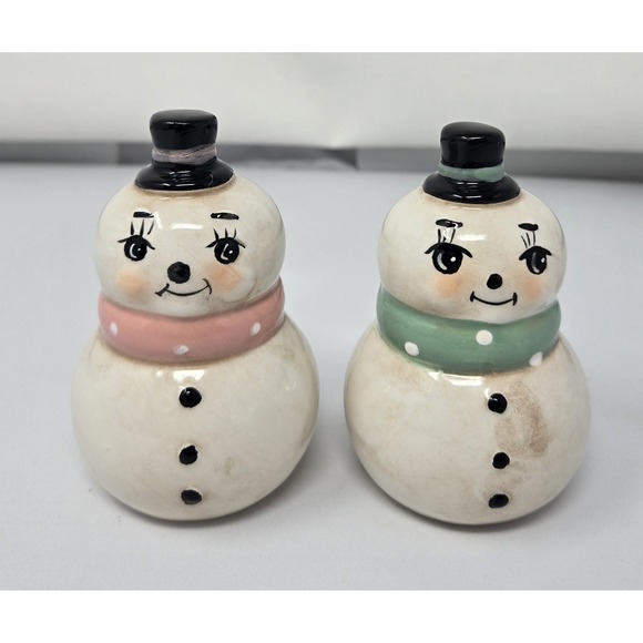 Other - Johanna Parker Snowman Salt &‎ Pepper Shakers set  Pastel Pink Mint Green NWOB